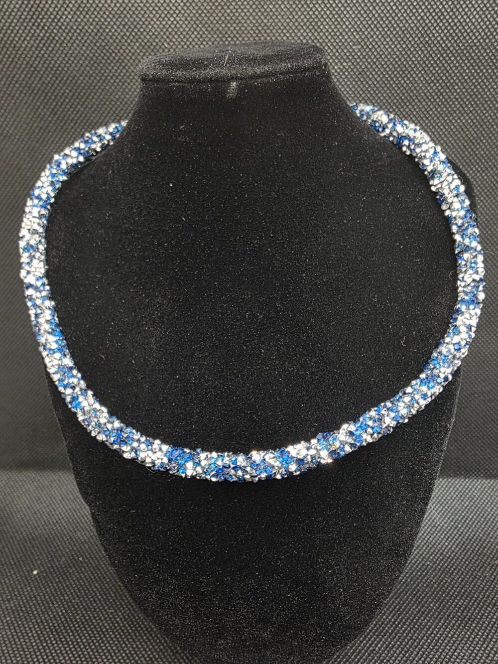 Simply Vera Wang Crystal Rock Choker Necklace Cobalt Blue Spike Rhinestone